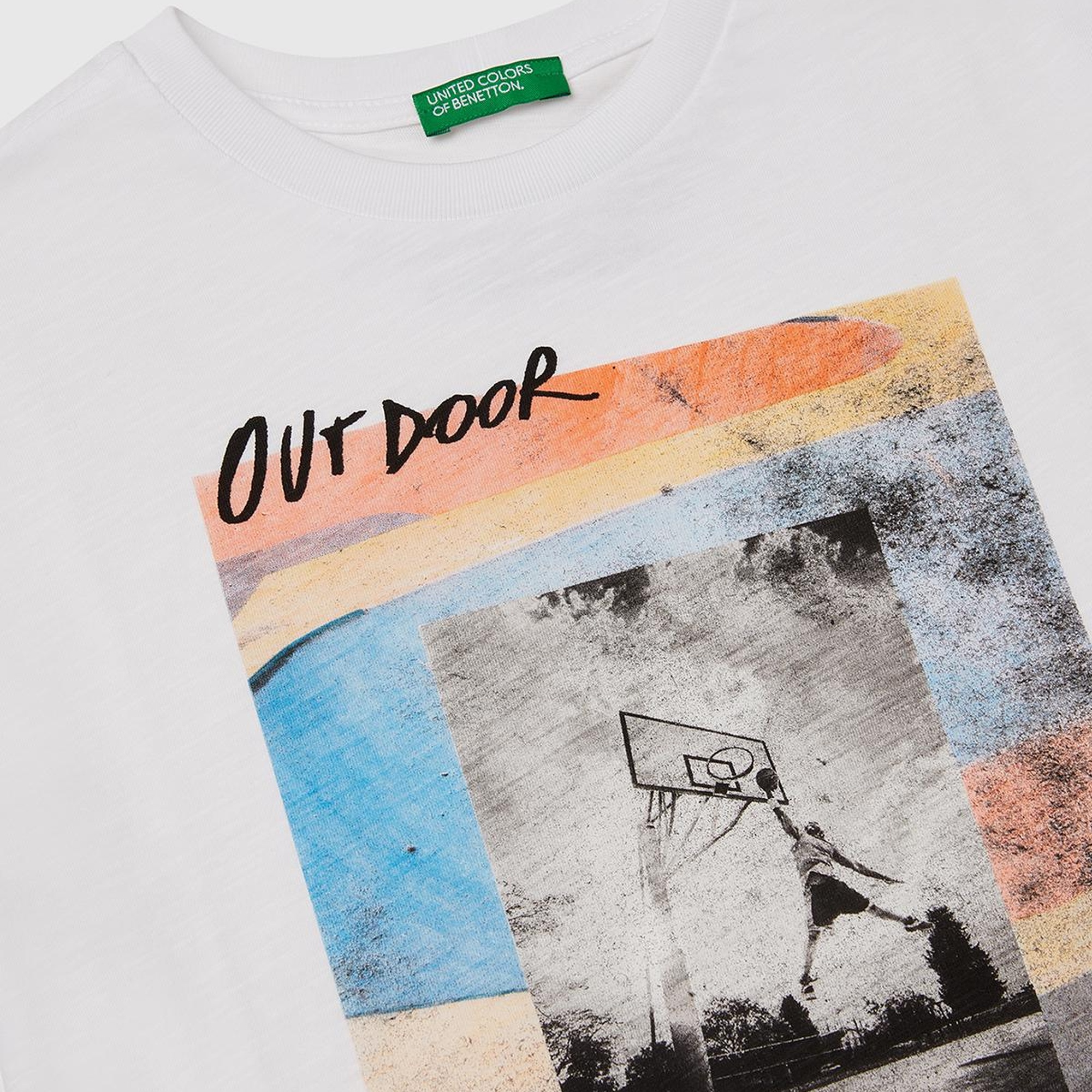 Erkek Çocuk Beyaz Fotoğraf Baskılı Oversize T-Shirt