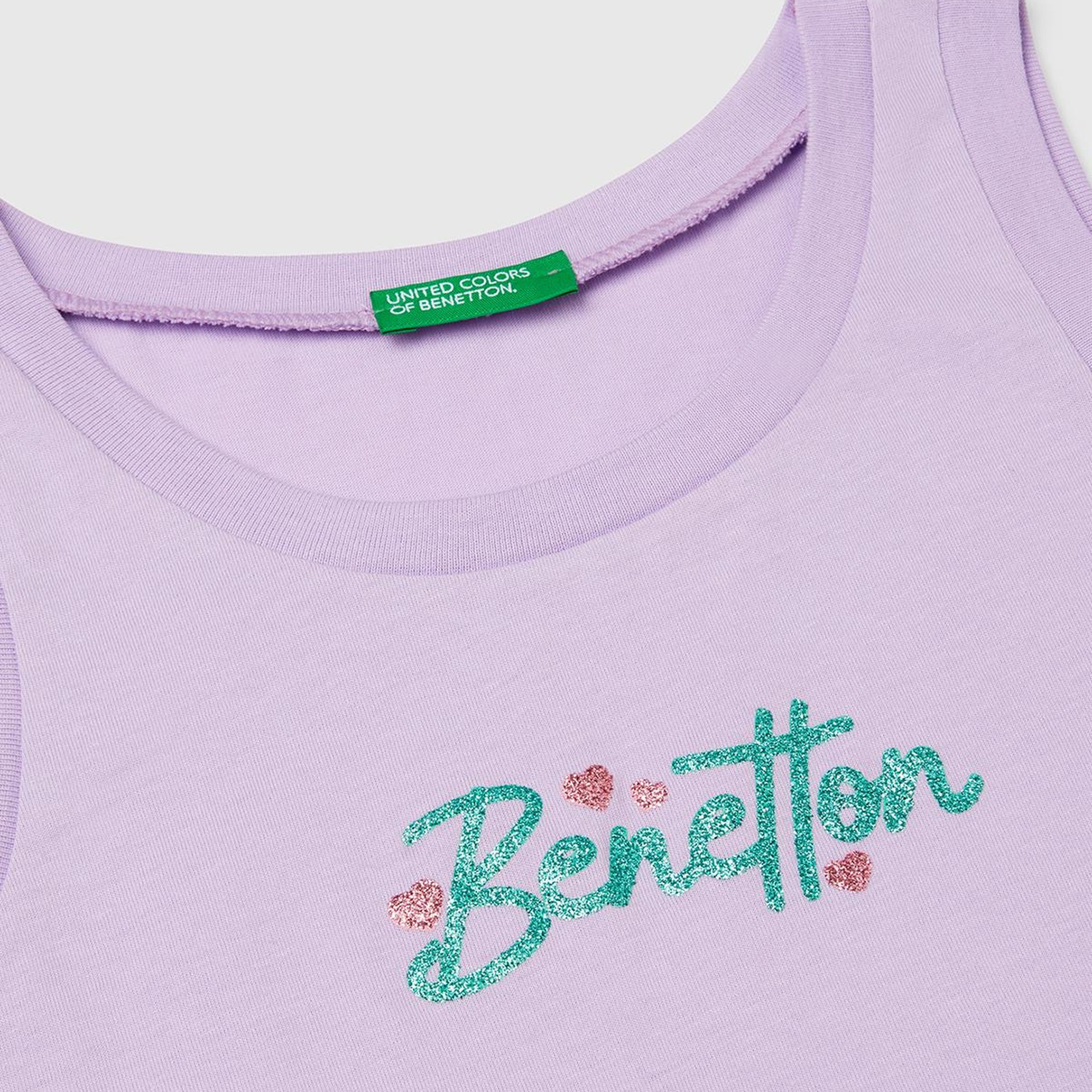 Kız Çocuk Lila Simli Benetton Logo Baskılı Atlet