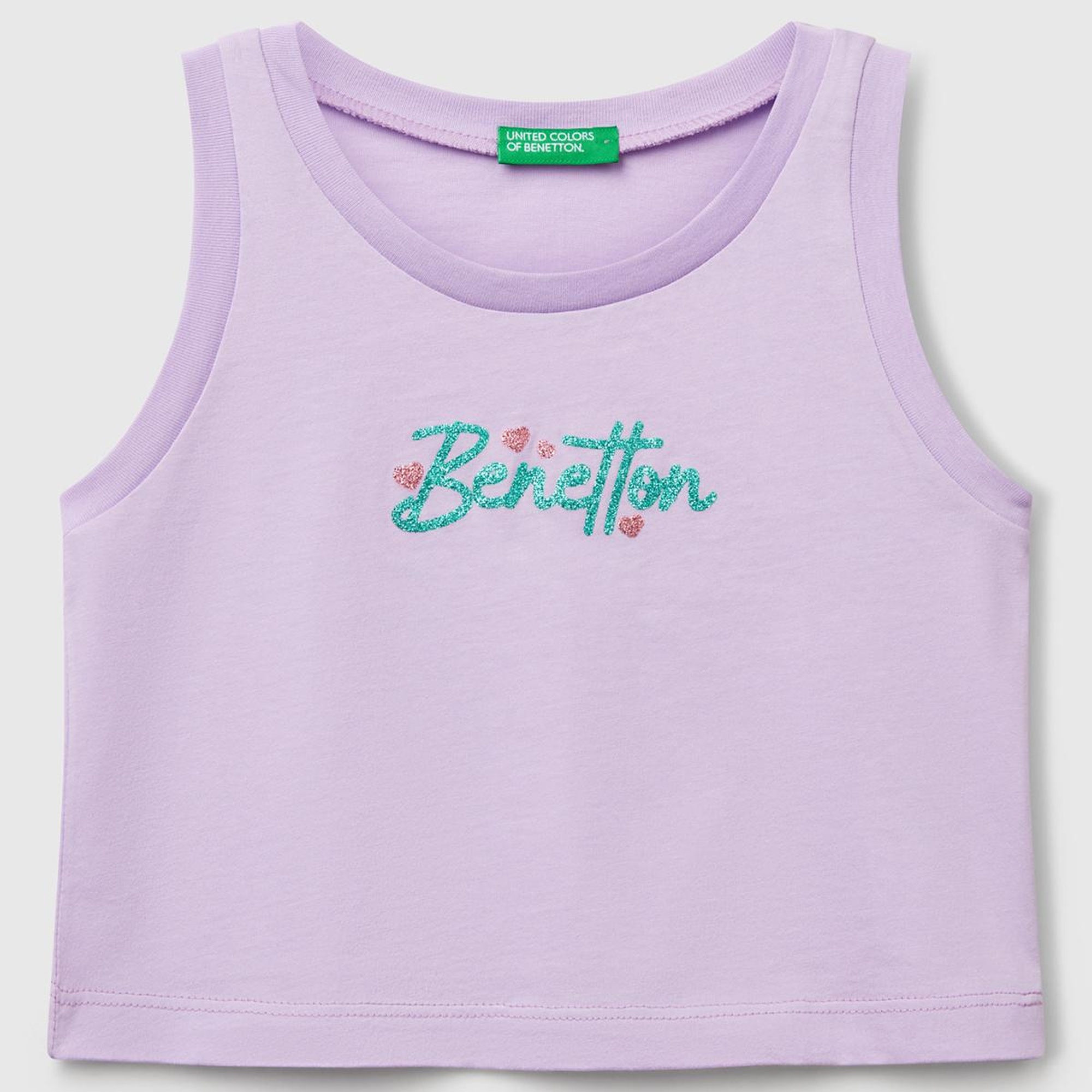 Kız Çocuk Lila Simli Benetton Logo Baskılı Atlet