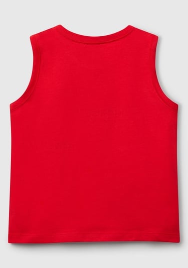  Erkek Çocuk Kırmızı Benetton Logo Baskılı Kabartma Detaylı Atlet
