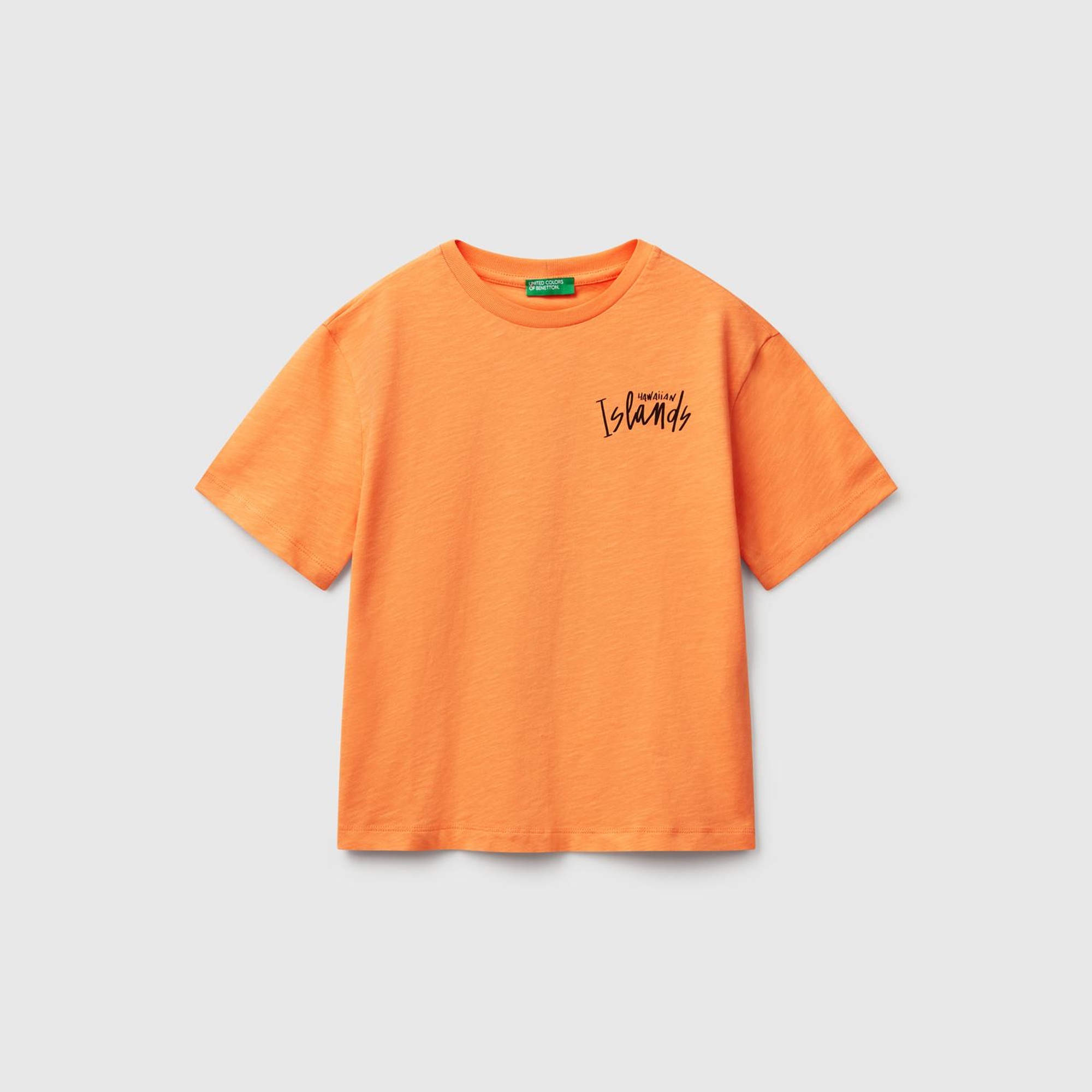 Erkek Çocuk Turuncu Fotoğraf Baskılı Oversize T-Shirt