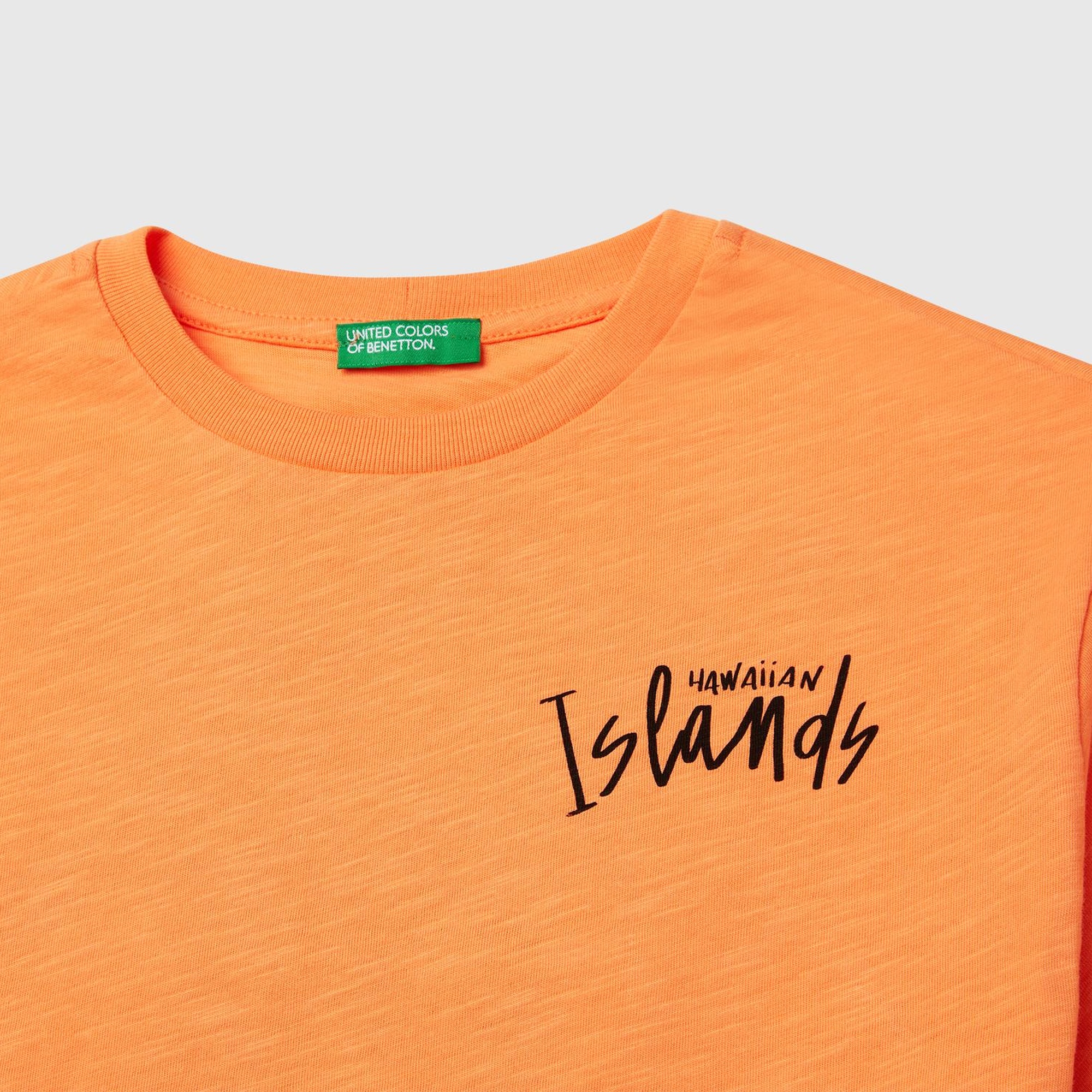 Erkek Çocuk Turuncu Fotoğraf Baskılı Oversize T-Shirt