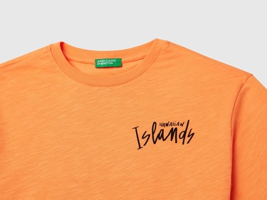  Erkek Çocuk Turuncu Fotoğraf Baskılı Oversize T-Shirt