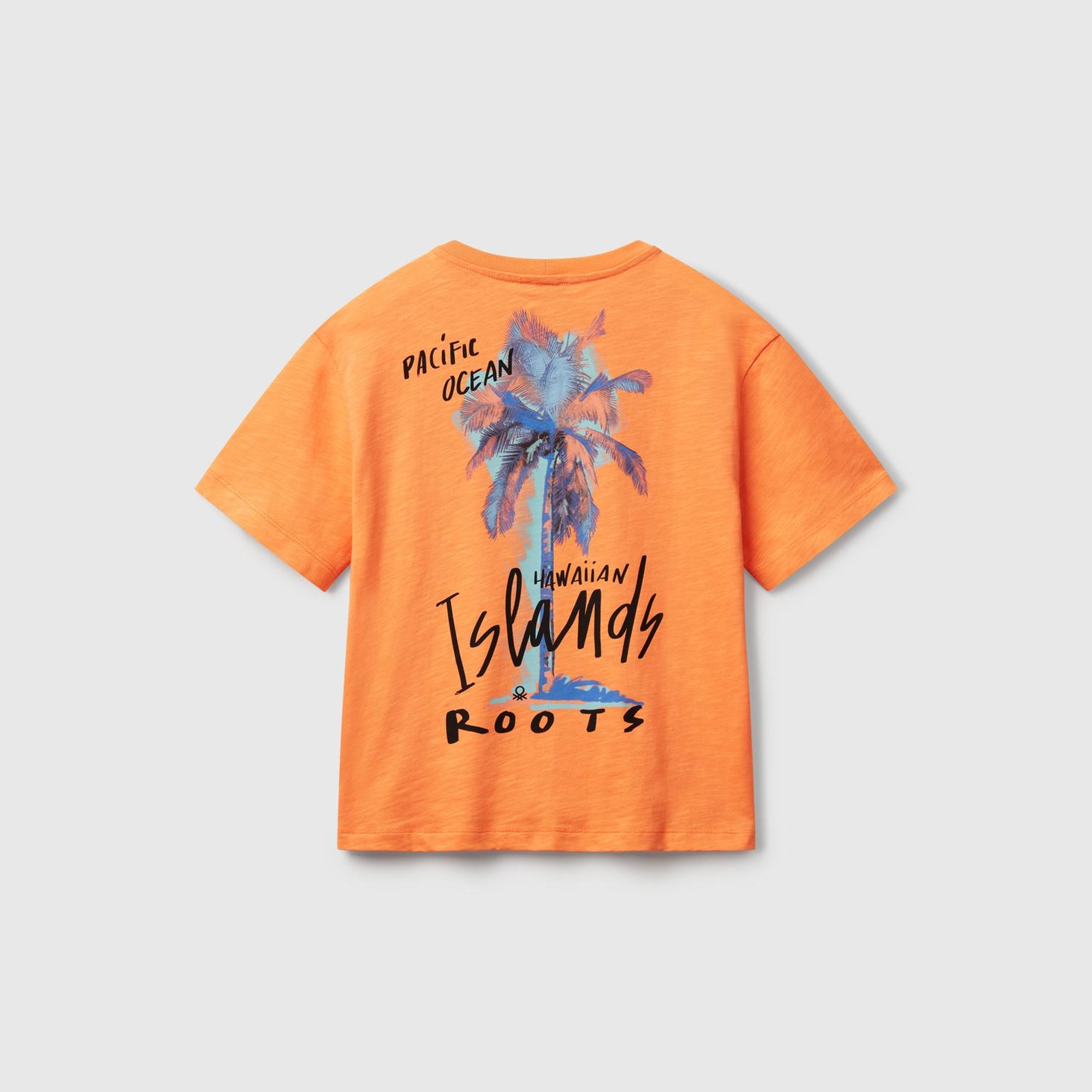 Erkek Çocuk Turuncu Fotoğraf Baskılı Oversize T-Shirt