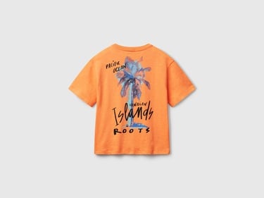  Erkek Çocuk Turuncu Fotoğraf Baskılı Oversize T-Shirt