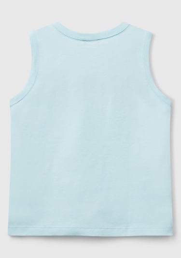  Erkek Çocuk Turkuaz Benetton Logo Baskılı Kabartma Detaylı Atlet