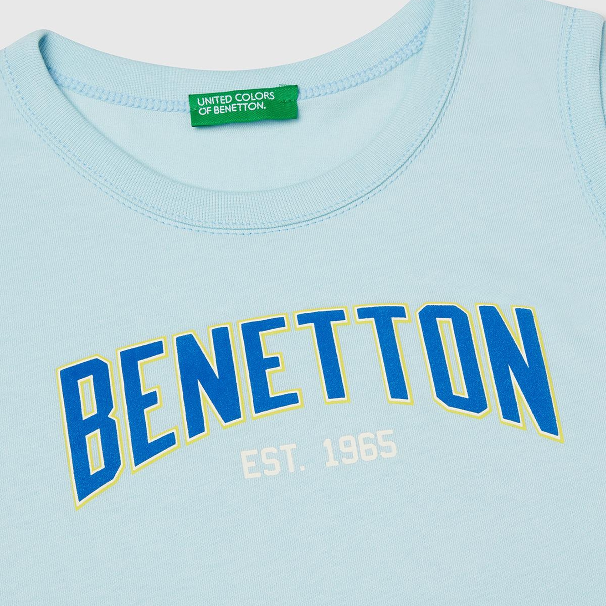 Erkek Çocuk Turkuaz Benetton Logo Baskılı Kabartma Detaylı Atlet