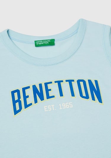  Erkek Çocuk Turkuaz Benetton Logo Baskılı Kabartma Detaylı Atlet