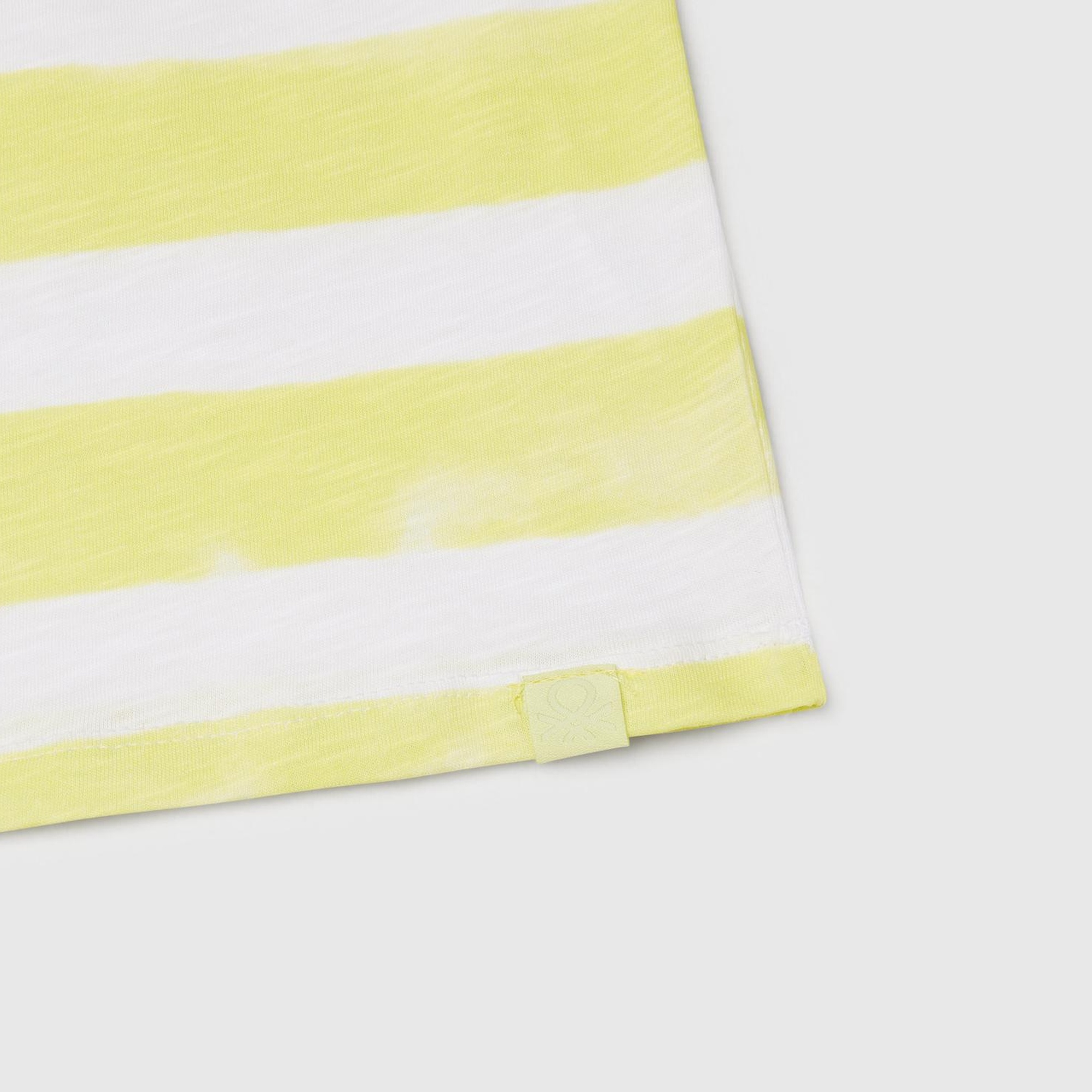 Kız Çocuk Sarı Yanı Pencereli Çizgili Kolsuz Elbise