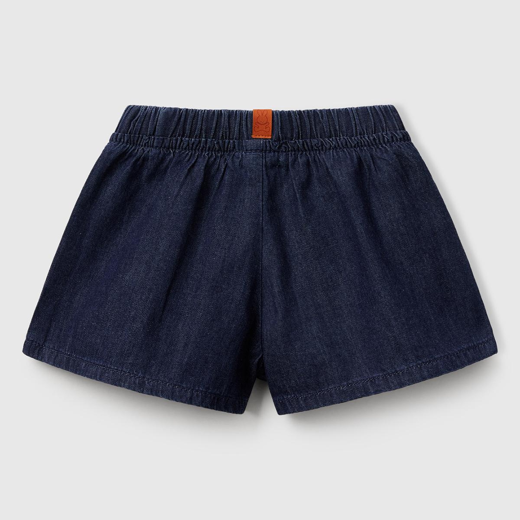 Bebek Koyu Denim Beli Lastikli Logo Etiketli Denim Şort