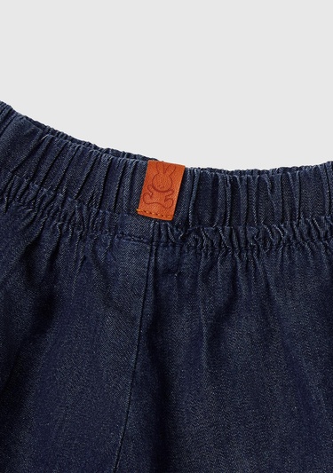  Bebek Koyu Denim Beli Lastikli Logo Etiketli Denim Şort