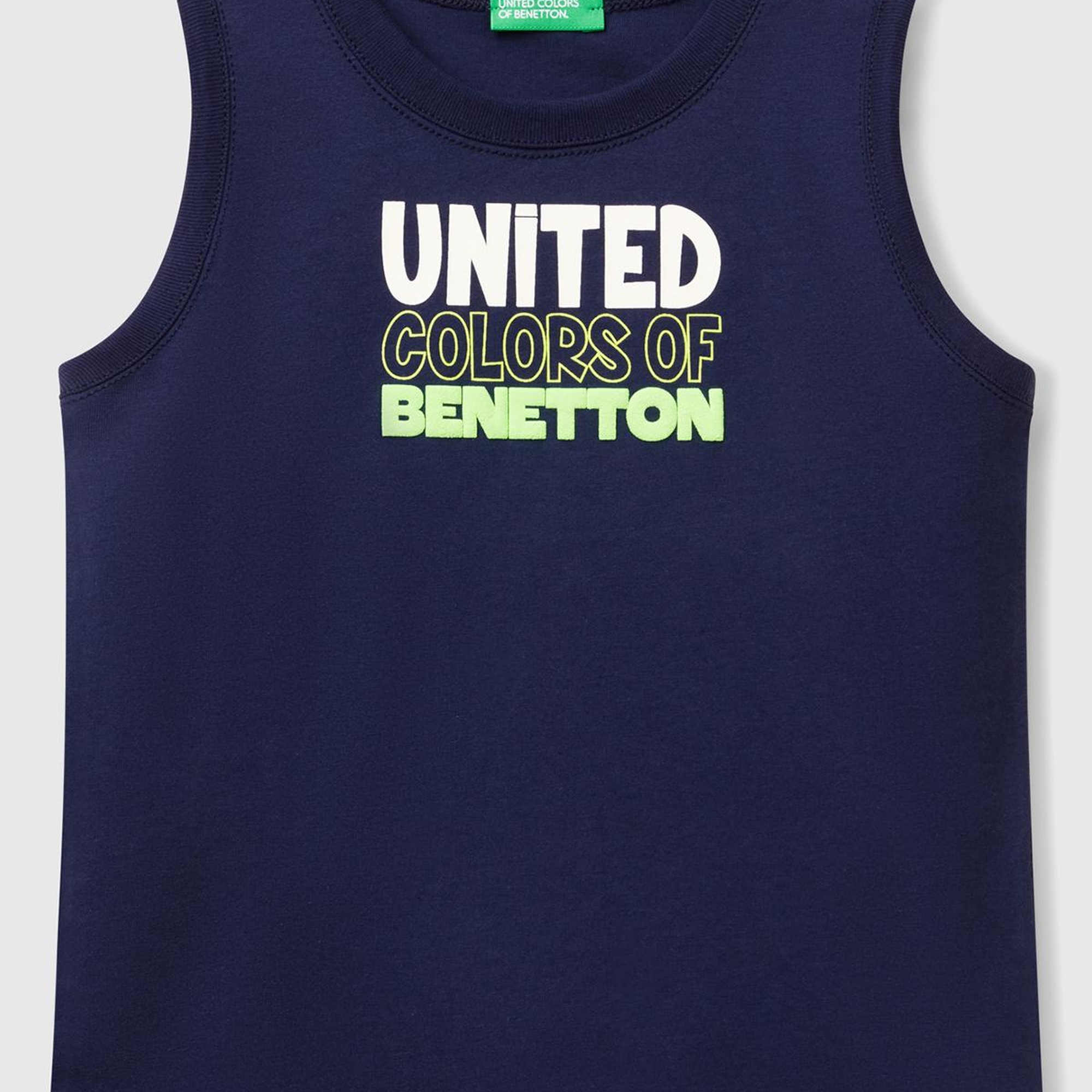 Erkek Çocuk Lacivert Benetton Logo Baskılı Kabartma Detaylı Atlet