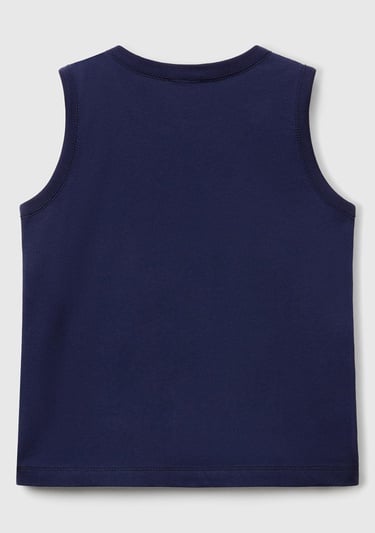  Erkek Çocuk Lacivert Benetton Logo Baskılı Kabartma Detaylı Atlet