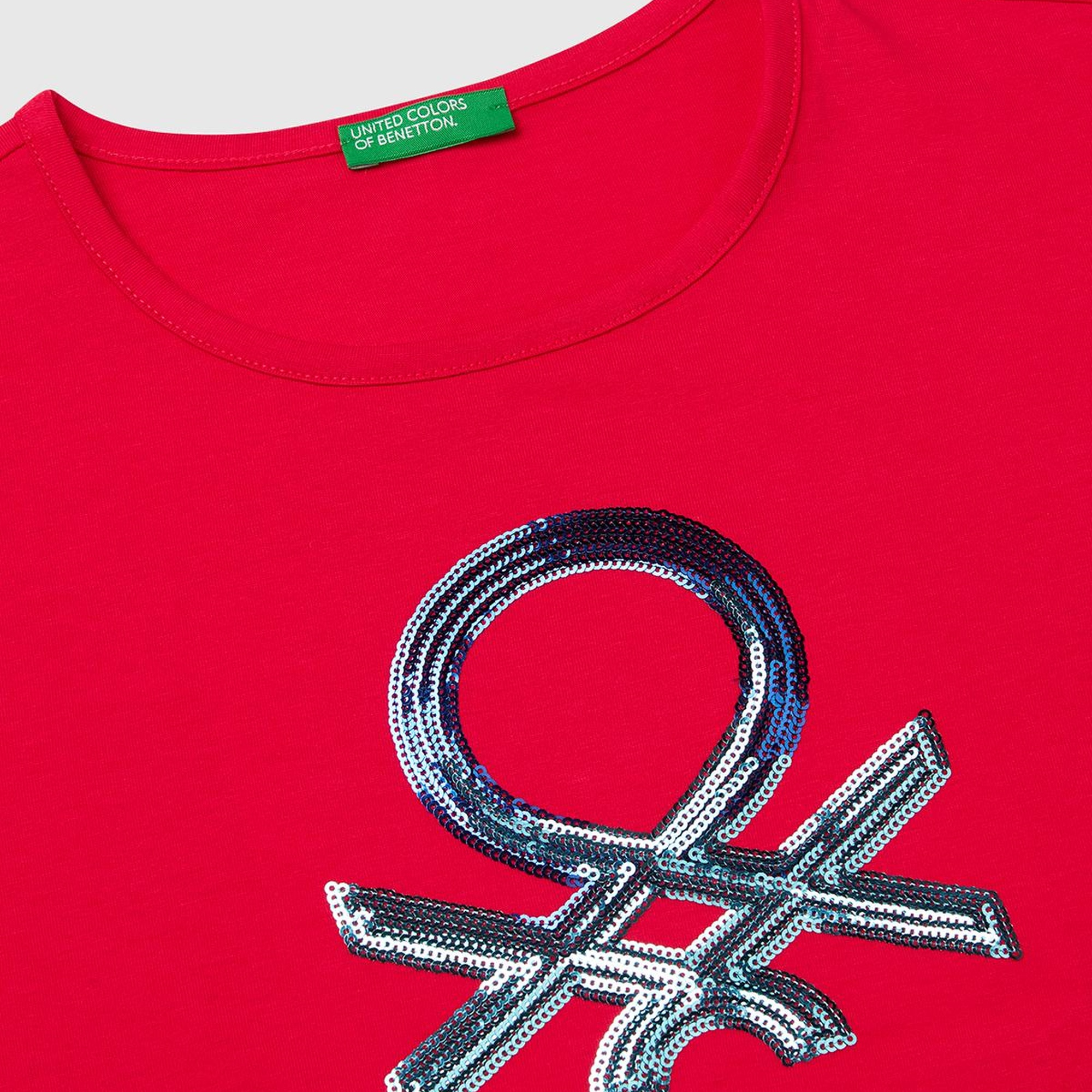 Kız Çocuk Fuşya Benetton Logo Baskılı T-Shirt