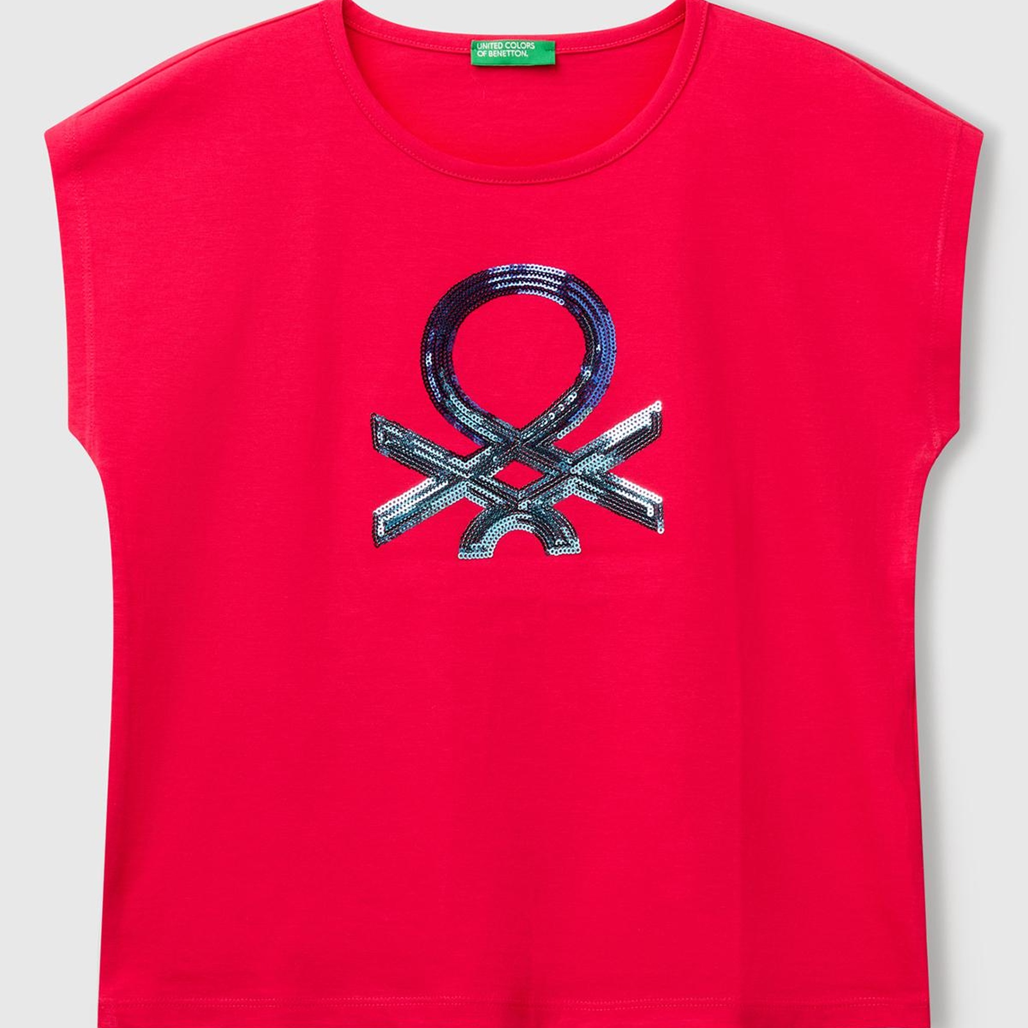 Kız Çocuk Fuşya Benetton Logo Baskılı T-Shirt