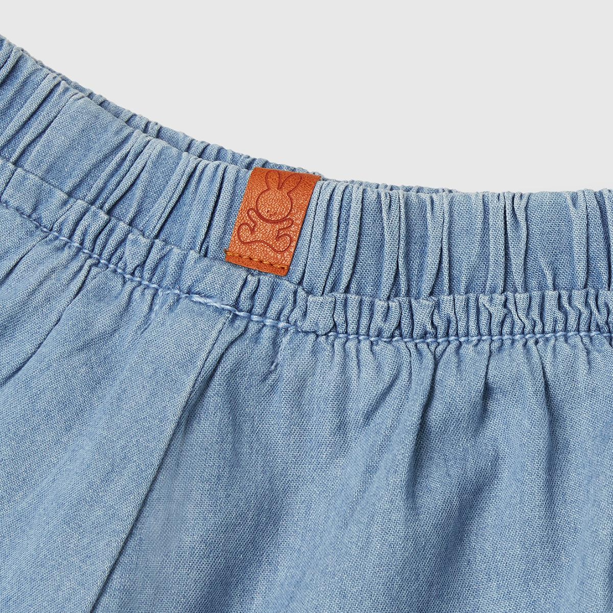 Bebek Denim Beli Lastikli Logo Etiketli Denim Şort