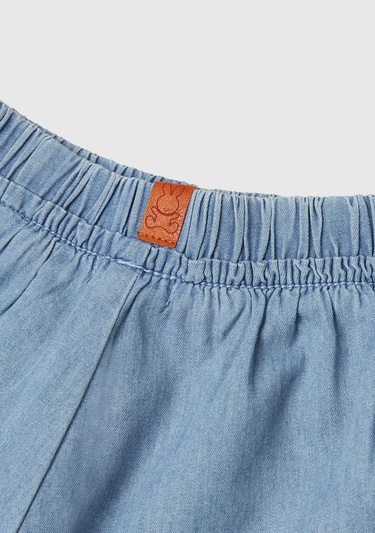  Bebek Denim Beli Lastikli Logo Etiketli Denim Şort
