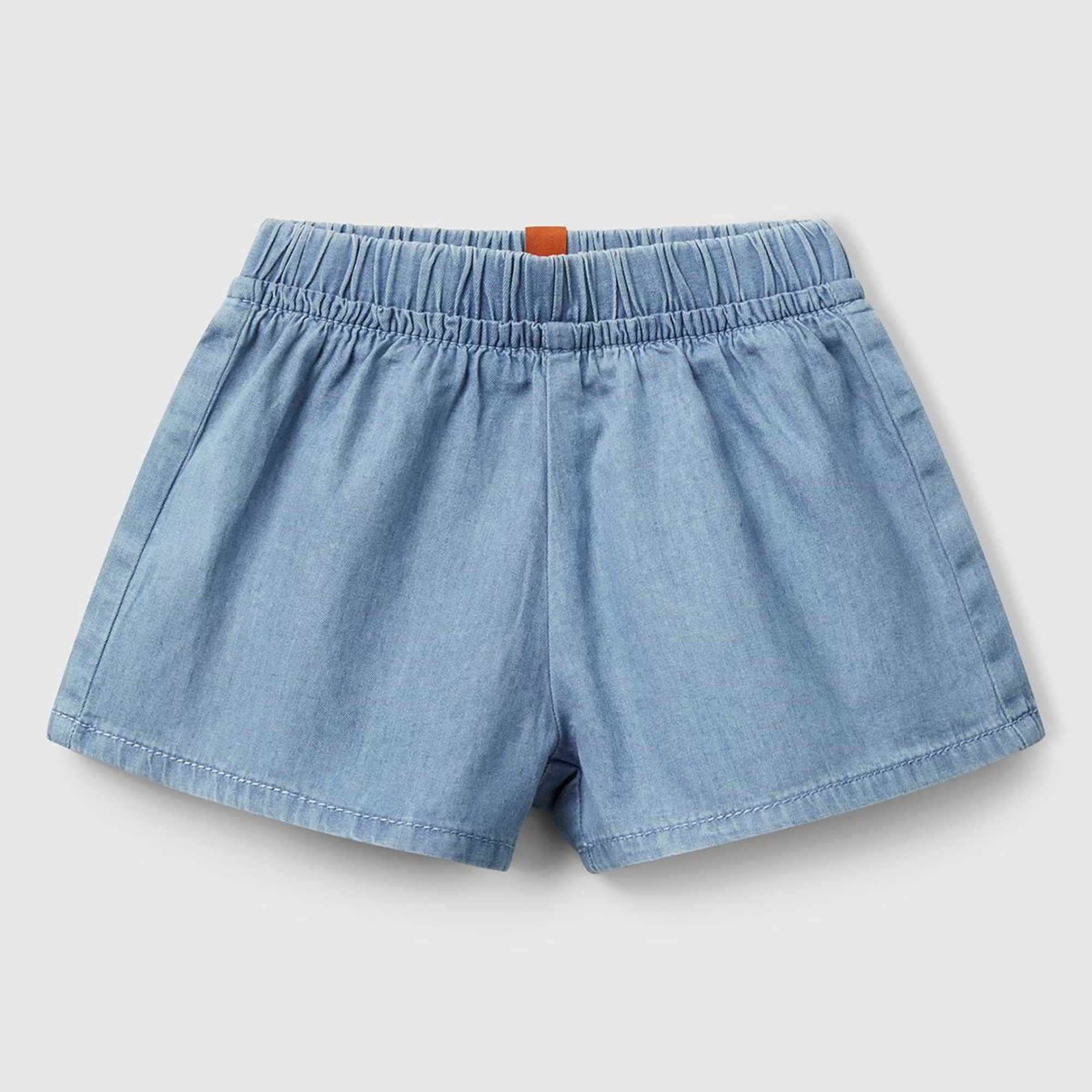 Bebek Denim Beli Lastikli Logo Etiketli Denim Şort