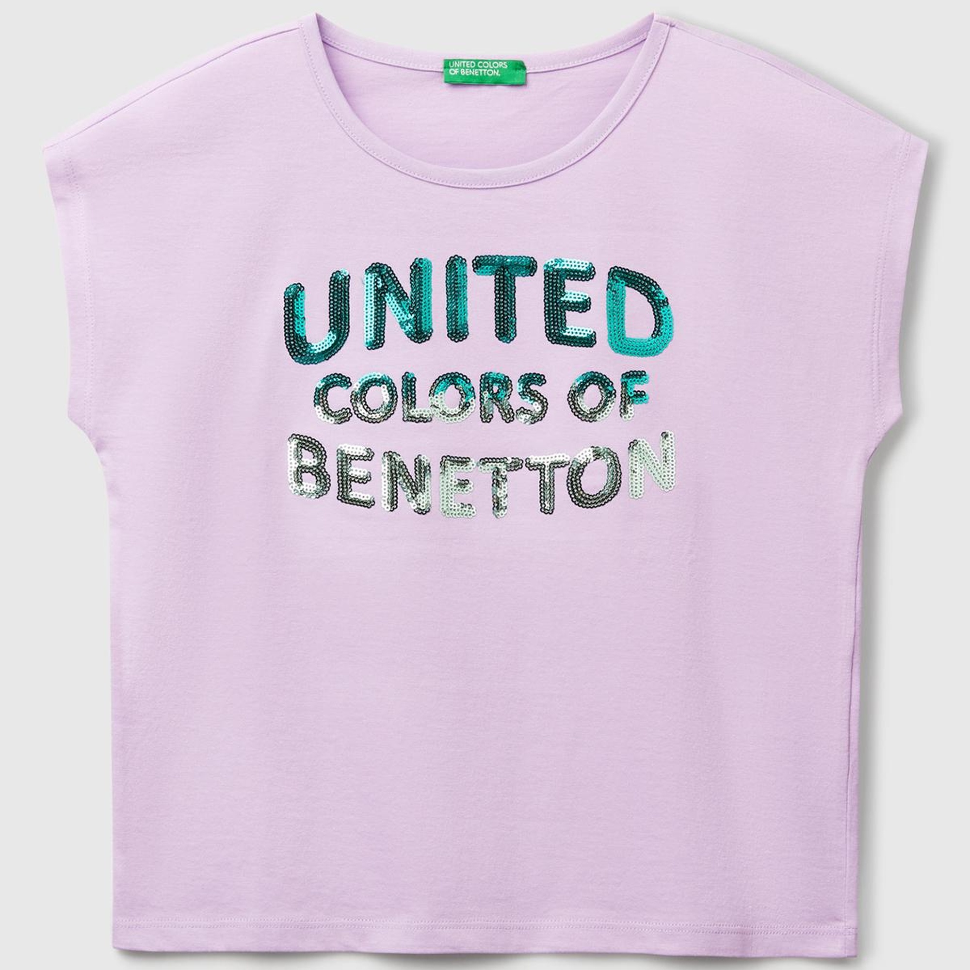 Kız Çocuk Lila Benetton Logo Baskılı T-Shirt
