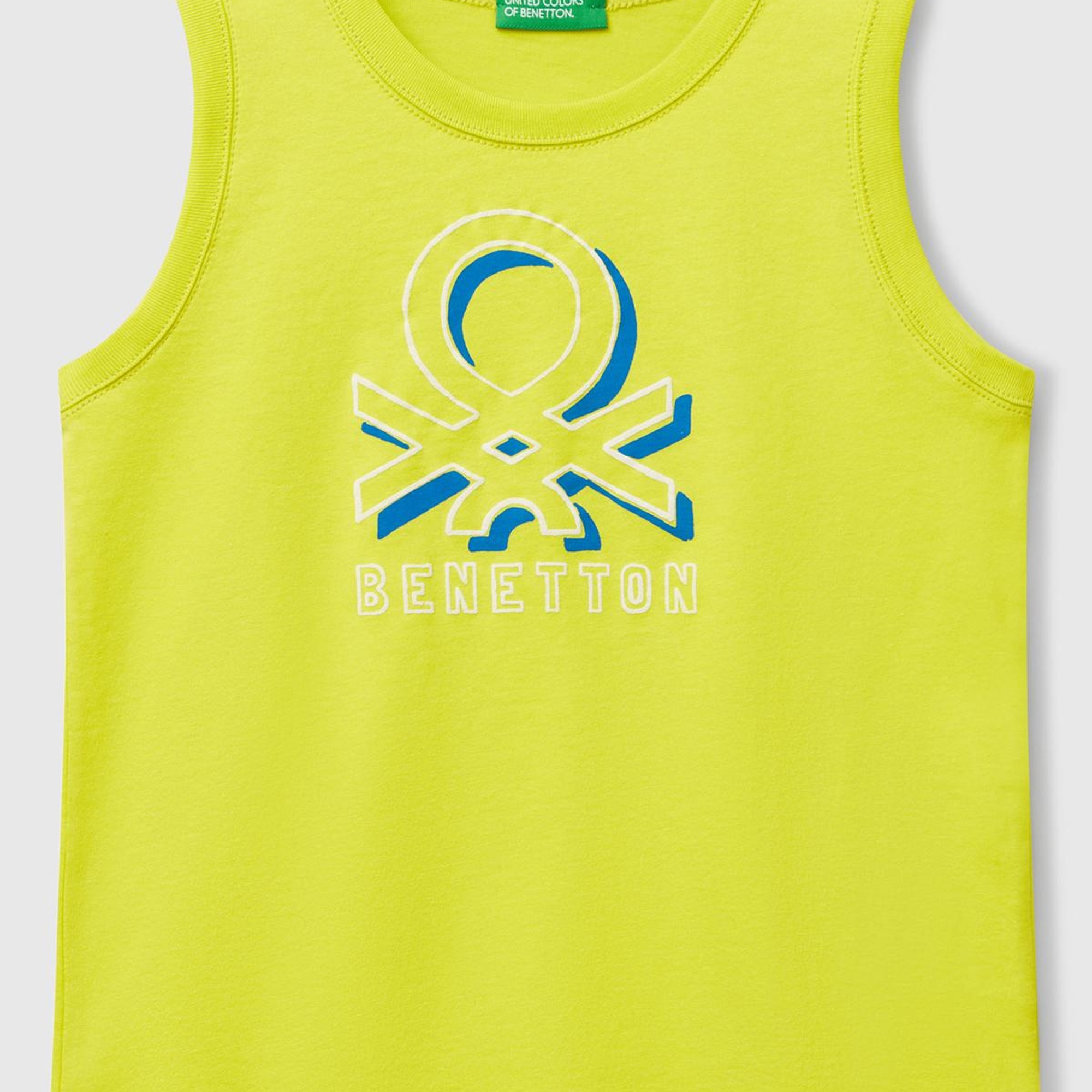 Erkek Çocuk Sarı Benetton Logo Baskılı Kabartma Detaylı Atlet