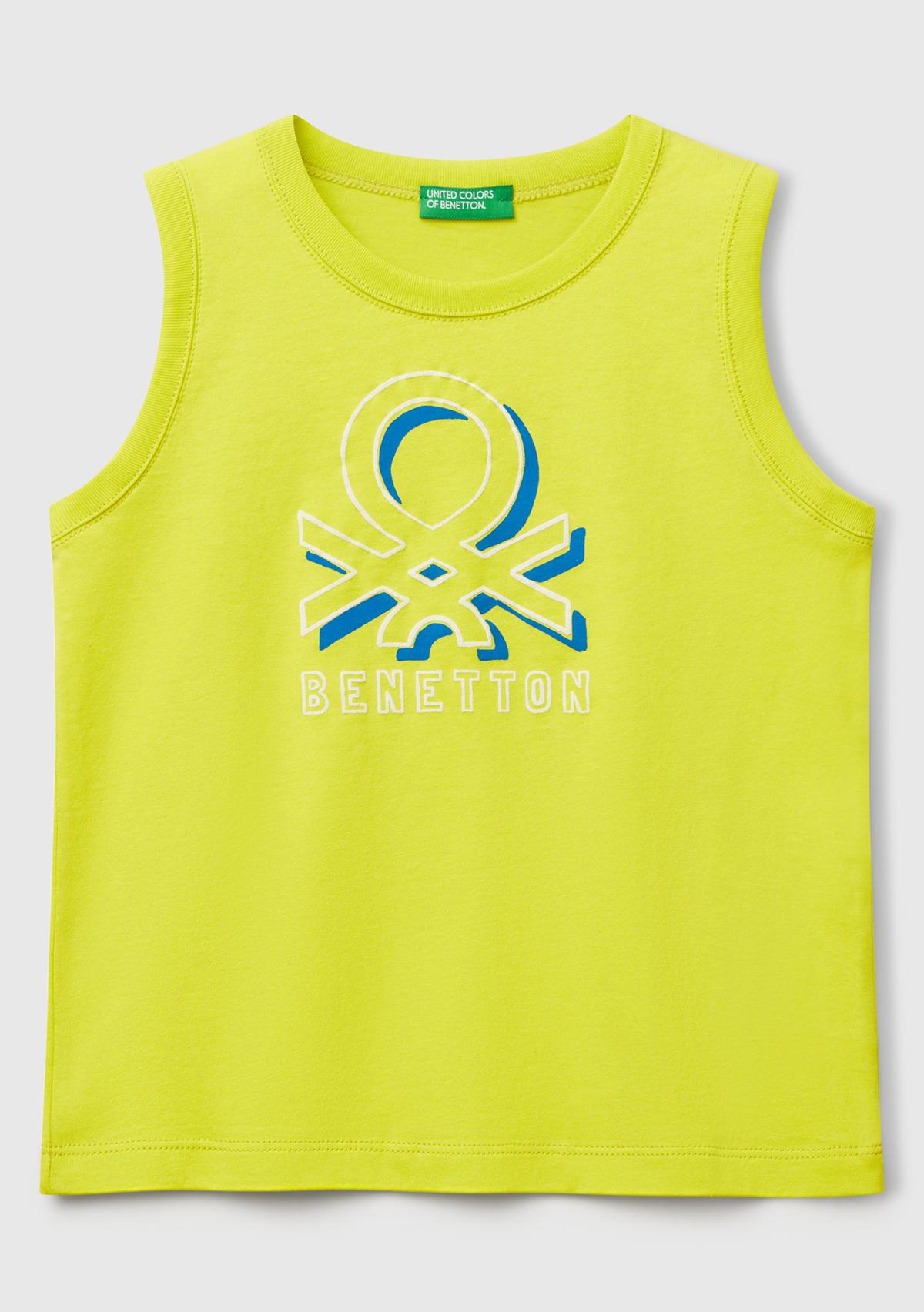  Erkek Çocuk Sarı Benetton Logo Baskılı Kabartma Detaylı Atlet