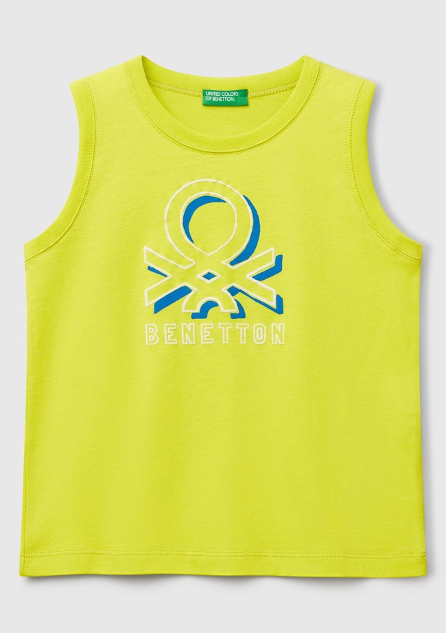  Erkek Çocuk Sarı Benetton Logo Baskılı Kabartma Detaylı Atlet