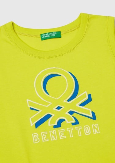  Erkek Çocuk Sarı Benetton Logo Baskılı Kabartma Detaylı Atlet