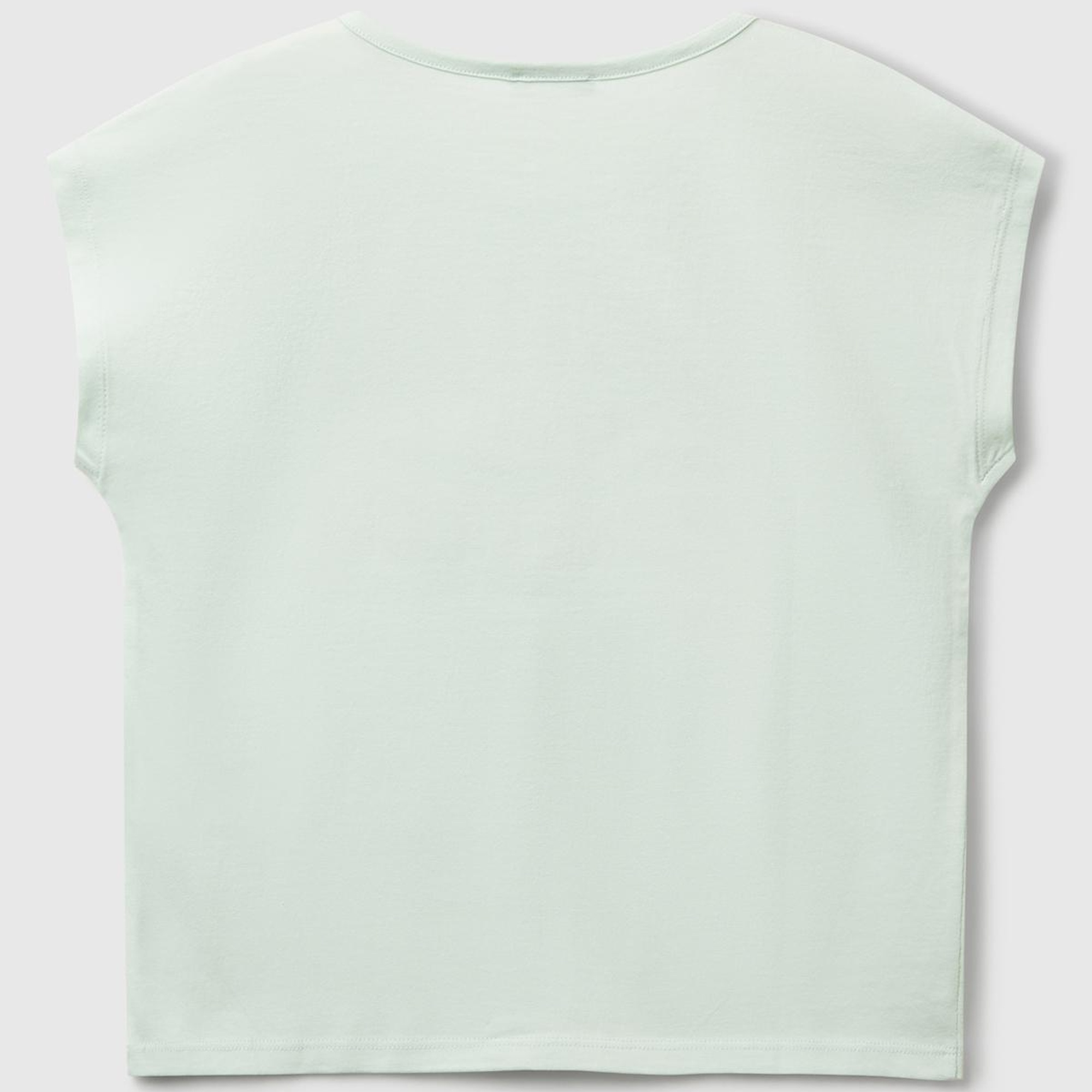 Kız Çocuk Su Yeşili Benetton Logo Baskılı T-Shirt