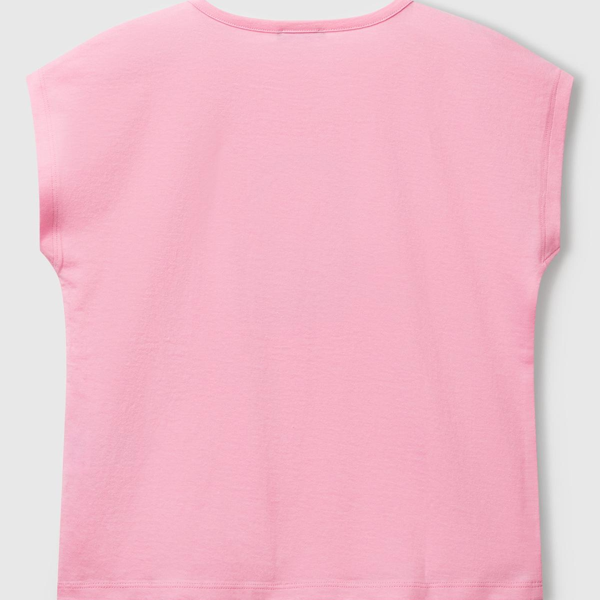 Kız Çocuk Pembe Benetton Logo Baskılı T-Shirt