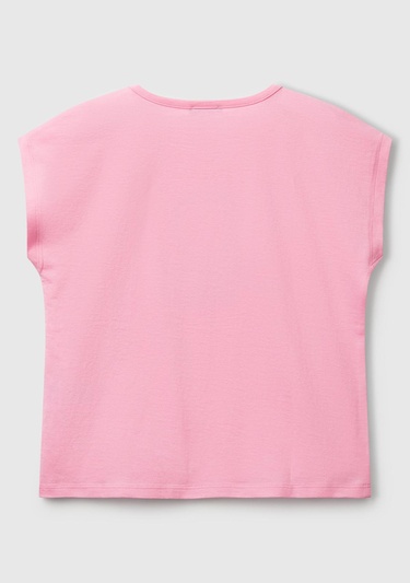  Kız Çocuk Pembe Benetton Logo Baskılı T-Shirt