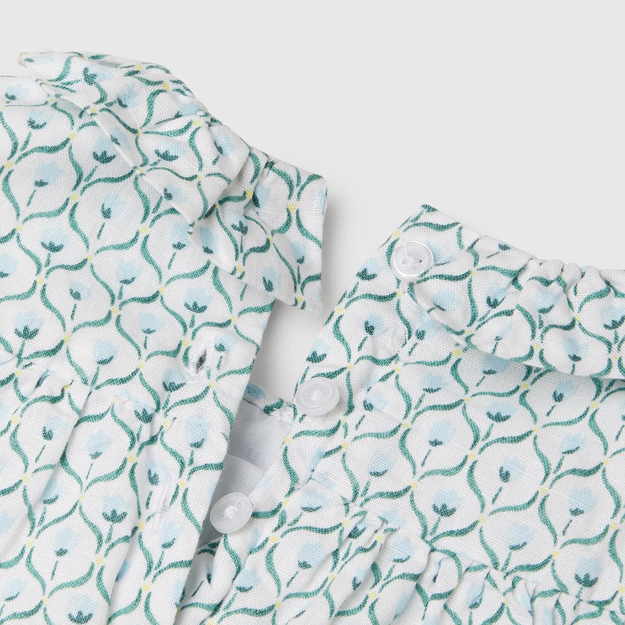 Bebek Buz Mavi Tamamı Desenli Yüksek Robalı Külot Takımlı Elbise