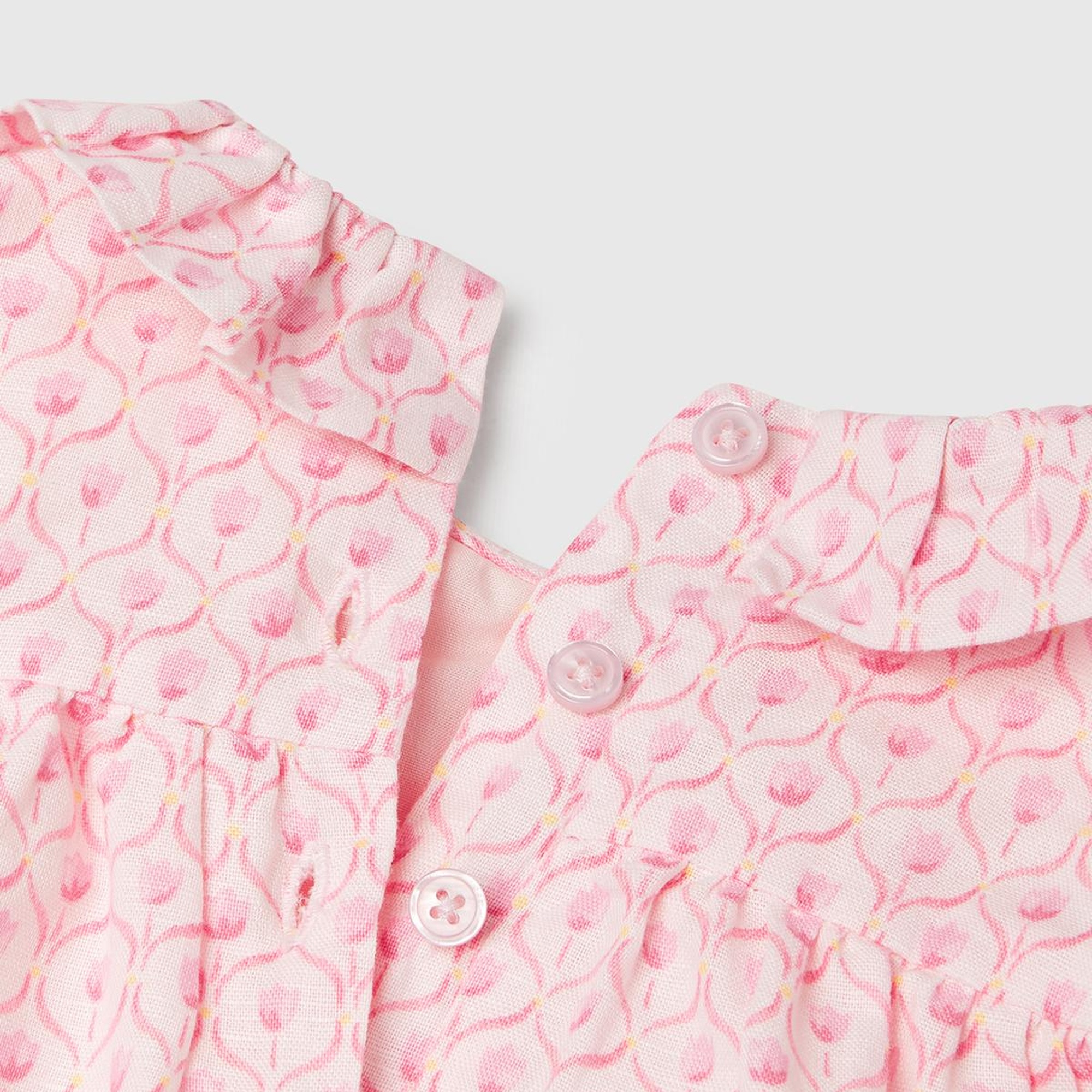 Bebek Toz Pembe Tamamı Desenli Yüksek Robalı Külot Takımlı Elbise