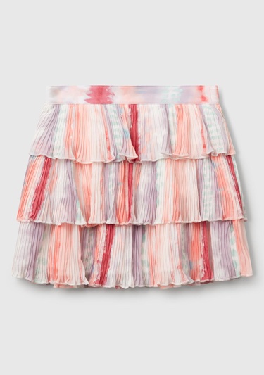  Kız Çocuk Renkli Tamamı Desenli Yanı Fermuarlı Pileli Katlı Etek