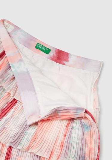  Kız Çocuk Renkli Tamamı Desenli Yanı Fermuarlı Pileli Katlı Etek