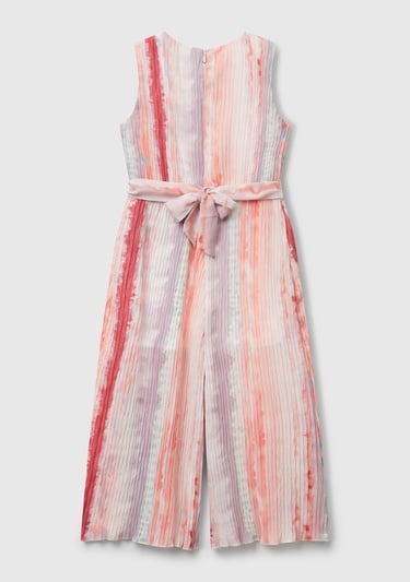  Kız Çocuk Renkli Tamamı Desenli Kuşaklı Arkası Fermuarlı Kolsuz Tulum