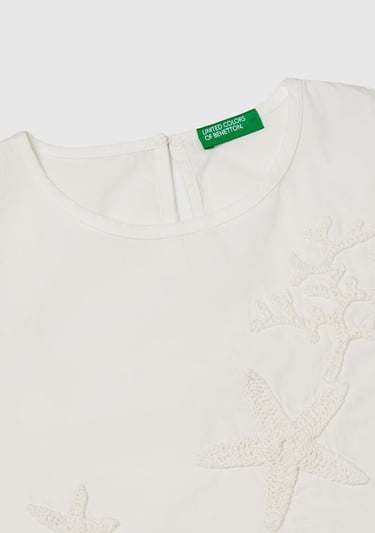  Kız Çocuk Beyaz Önü İşlemeli Arkası Düğmeli Muslin Kolsuz Üst