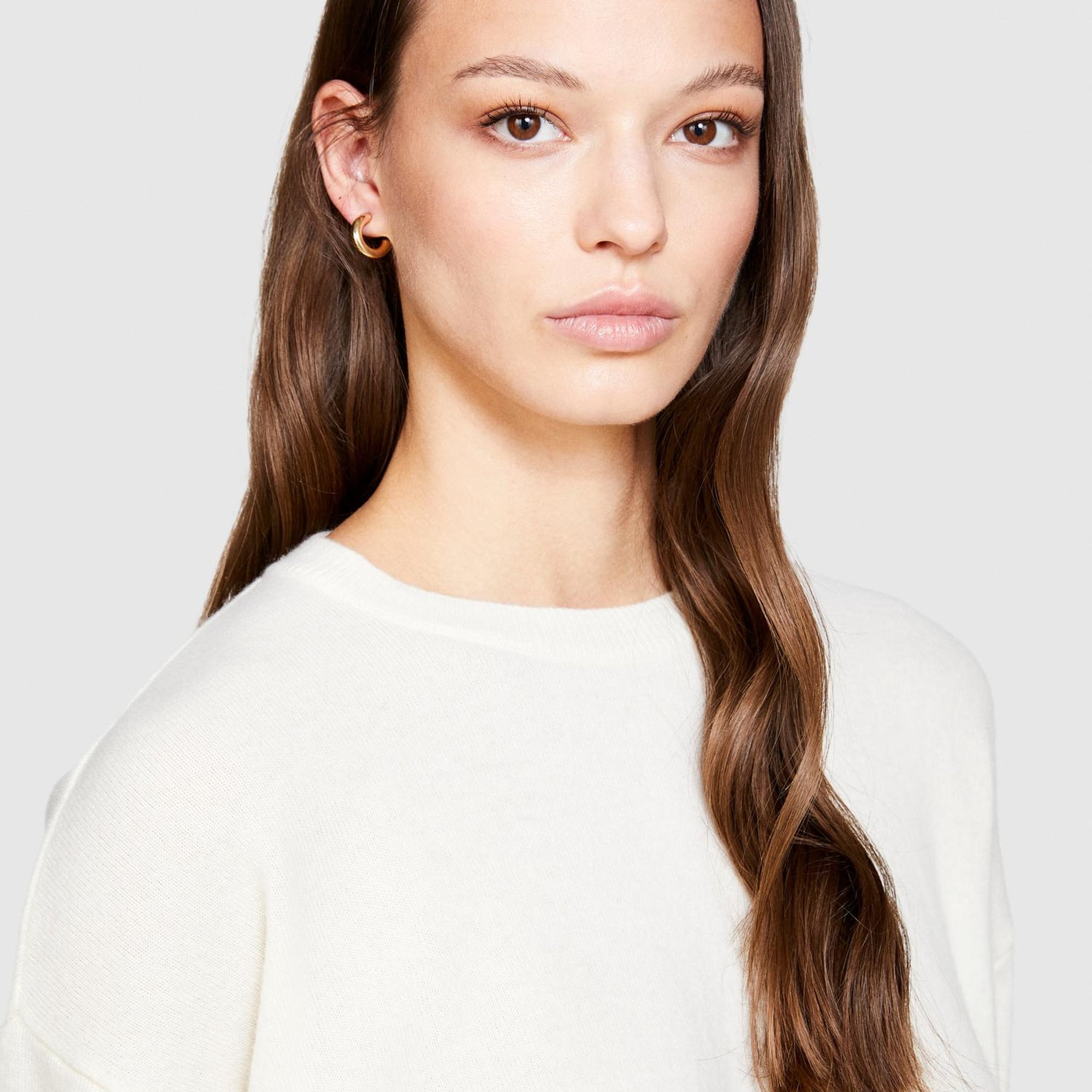 Kadın Vanilya Yün Karışımlı Boxy Fit Kazak