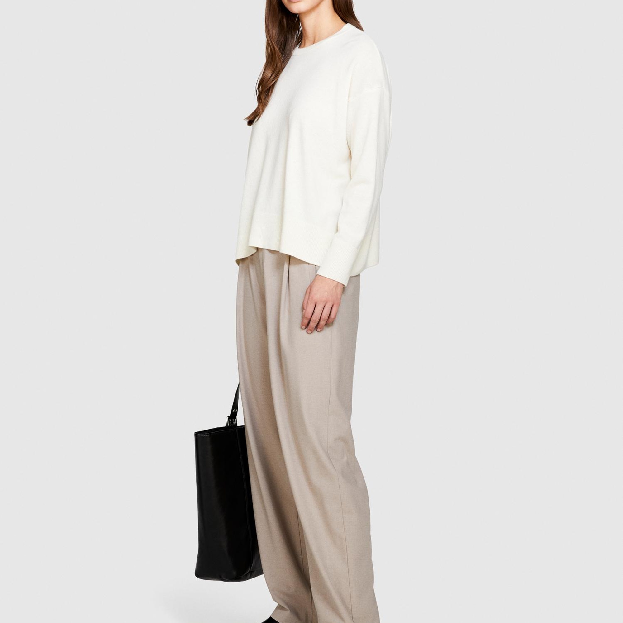 Kadın Vanilya Yün Karışımlı Boxy Fit Kazak