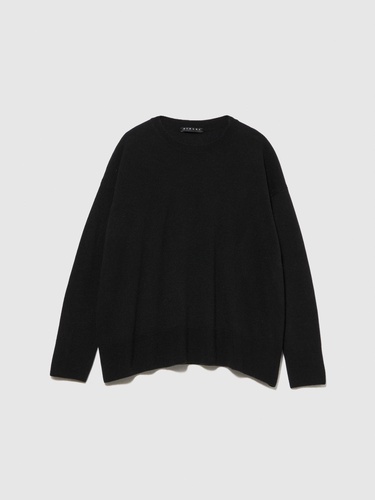  Kadın Siyah Yün Karışımlı Boxy Fit Kazak