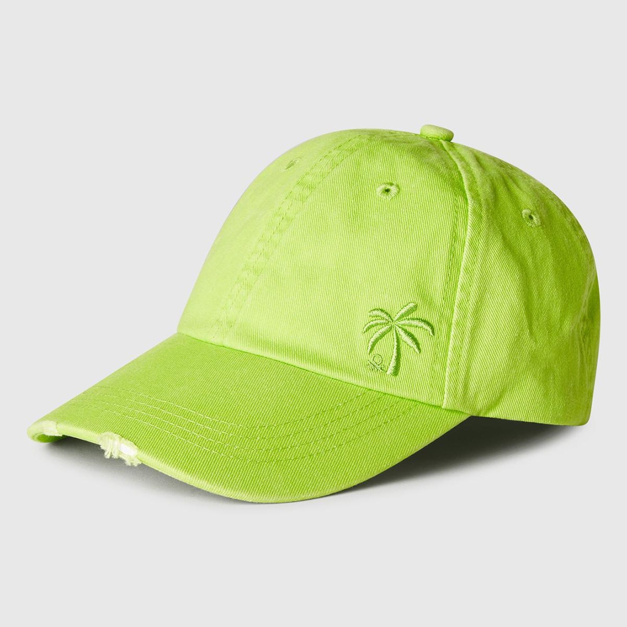 Erkek Çocuk Sarı Yırtıklı Eskitilmiş Efektli Nakış İşlemeli Kep Şapka