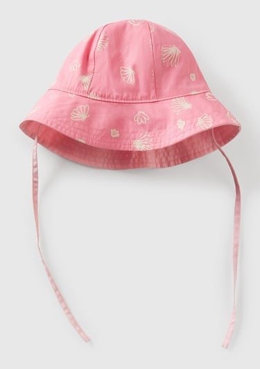  Bebek Toz Pembe Baskı Detaylı Çift Taraflı İpli Bucket Şapka