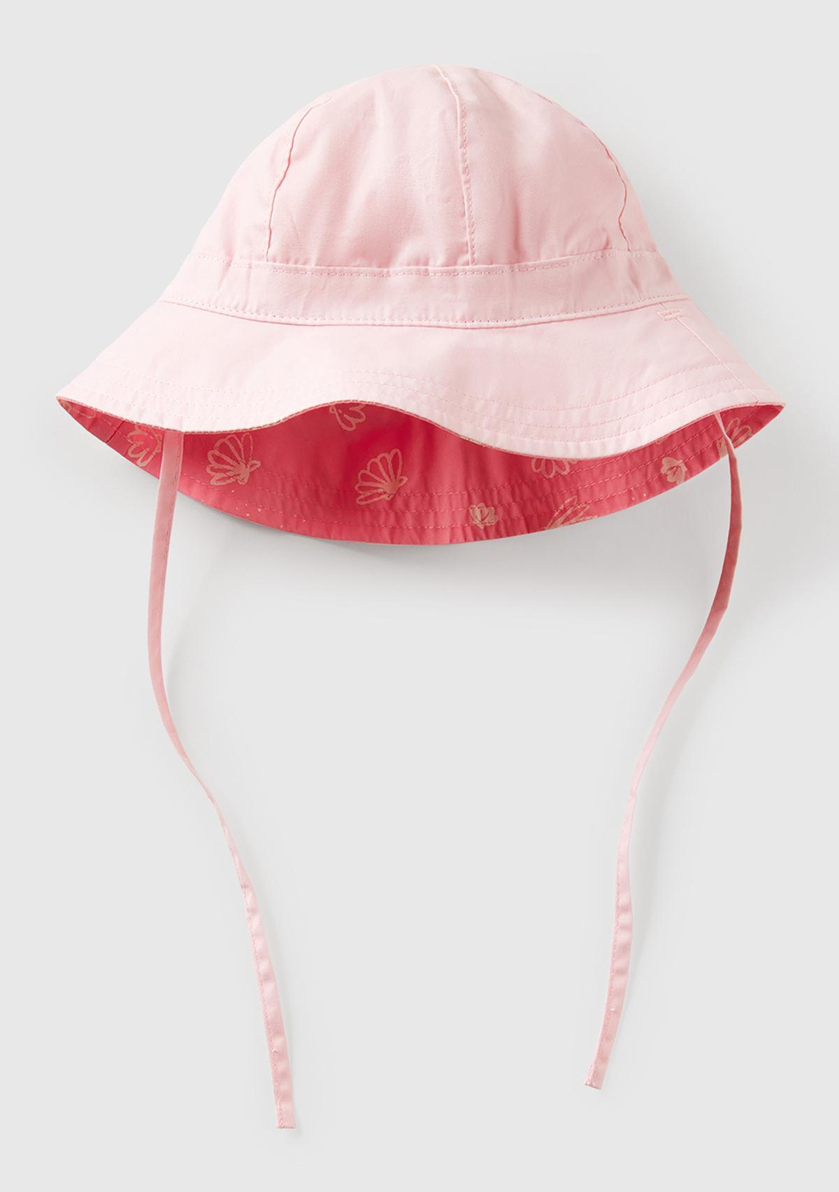  Bebek Toz Pembe Baskı Detaylı Çift Taraflı İpli Bucket Şapka