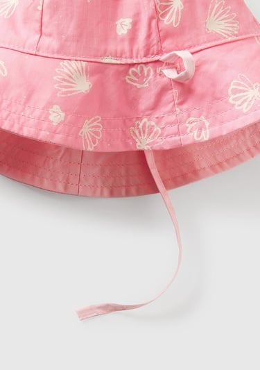  Bebek Toz Pembe Baskı Detaylı Çift Taraflı İpli Bucket Şapka