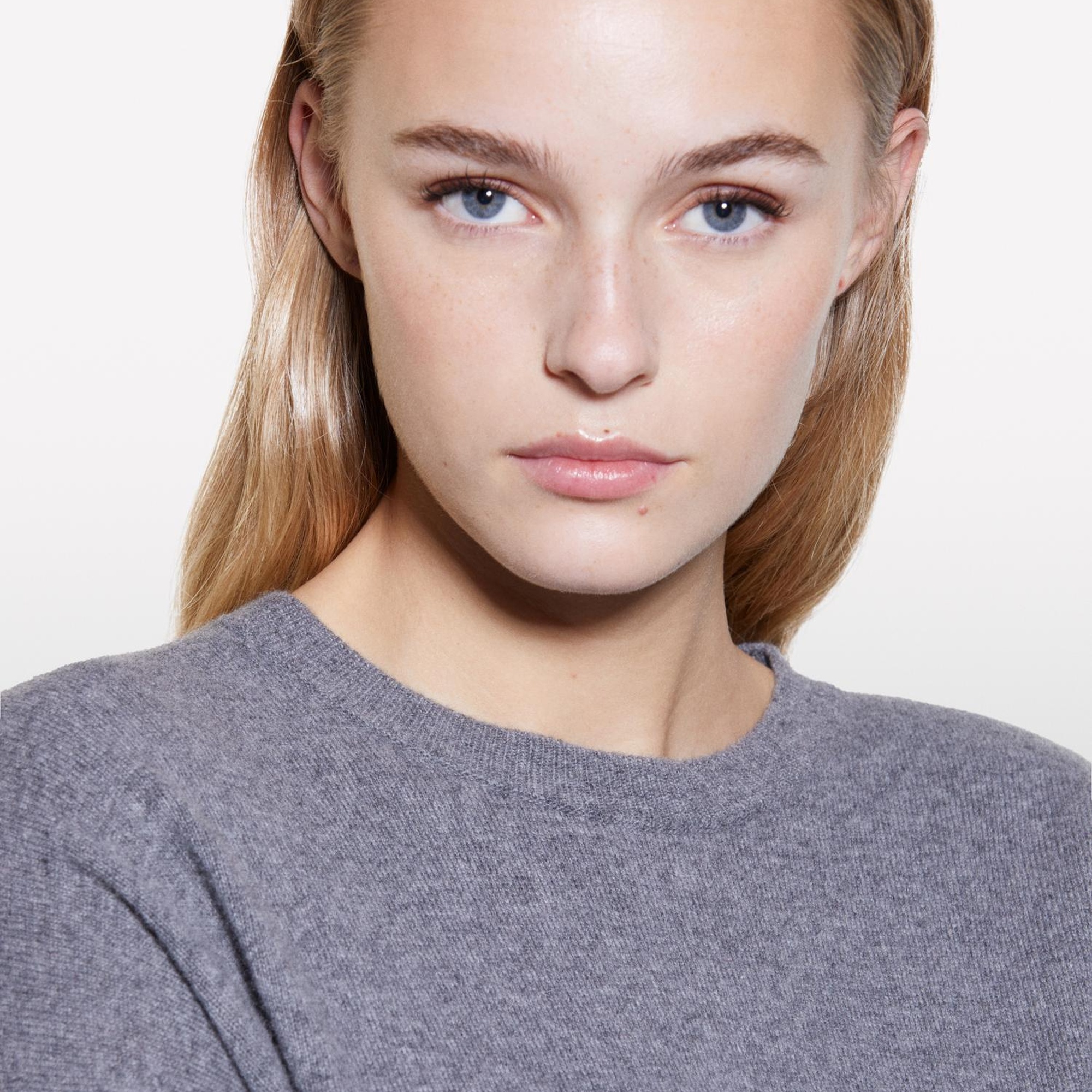 Kadın Koyu Gri Yün Karışımlı Boxy Fit Kazak