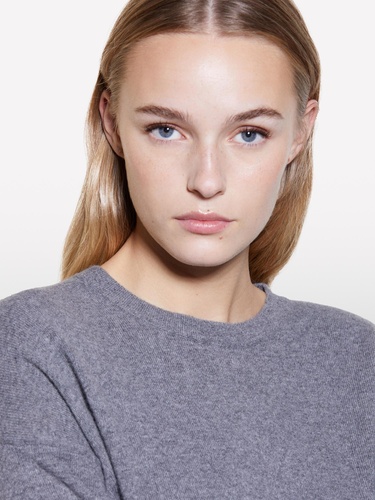  Kadın Koyu Gri Yün Karışımlı Boxy Fit Kazak