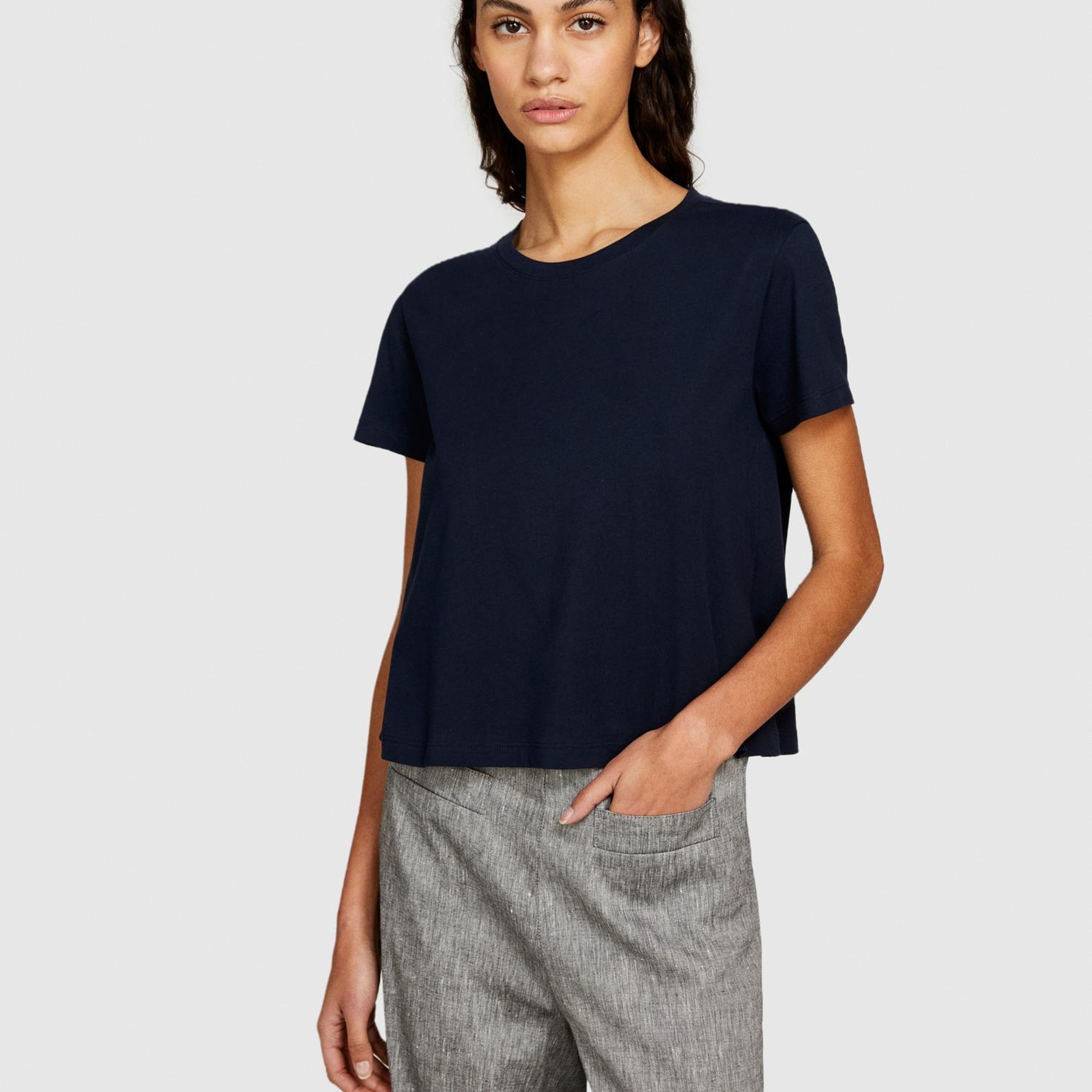 Kadın Lacivert %100 Pamuk Yuvarlak Yakalı T-Shirt