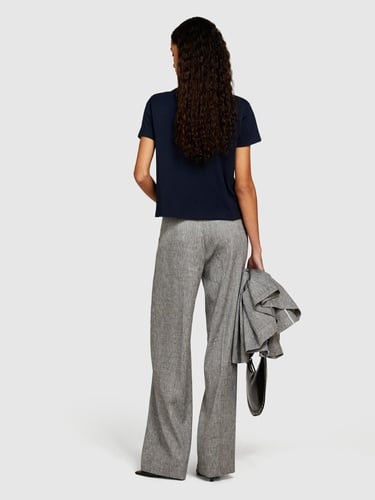  Kadın Lacivert %100 Pamuk Yuvarlak Yakalı T-Shirt