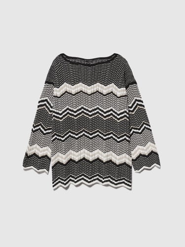  Kadın Siyah Mix Pamuk Karışımlı Şerit Detaylı Kayık Yaka Kazak