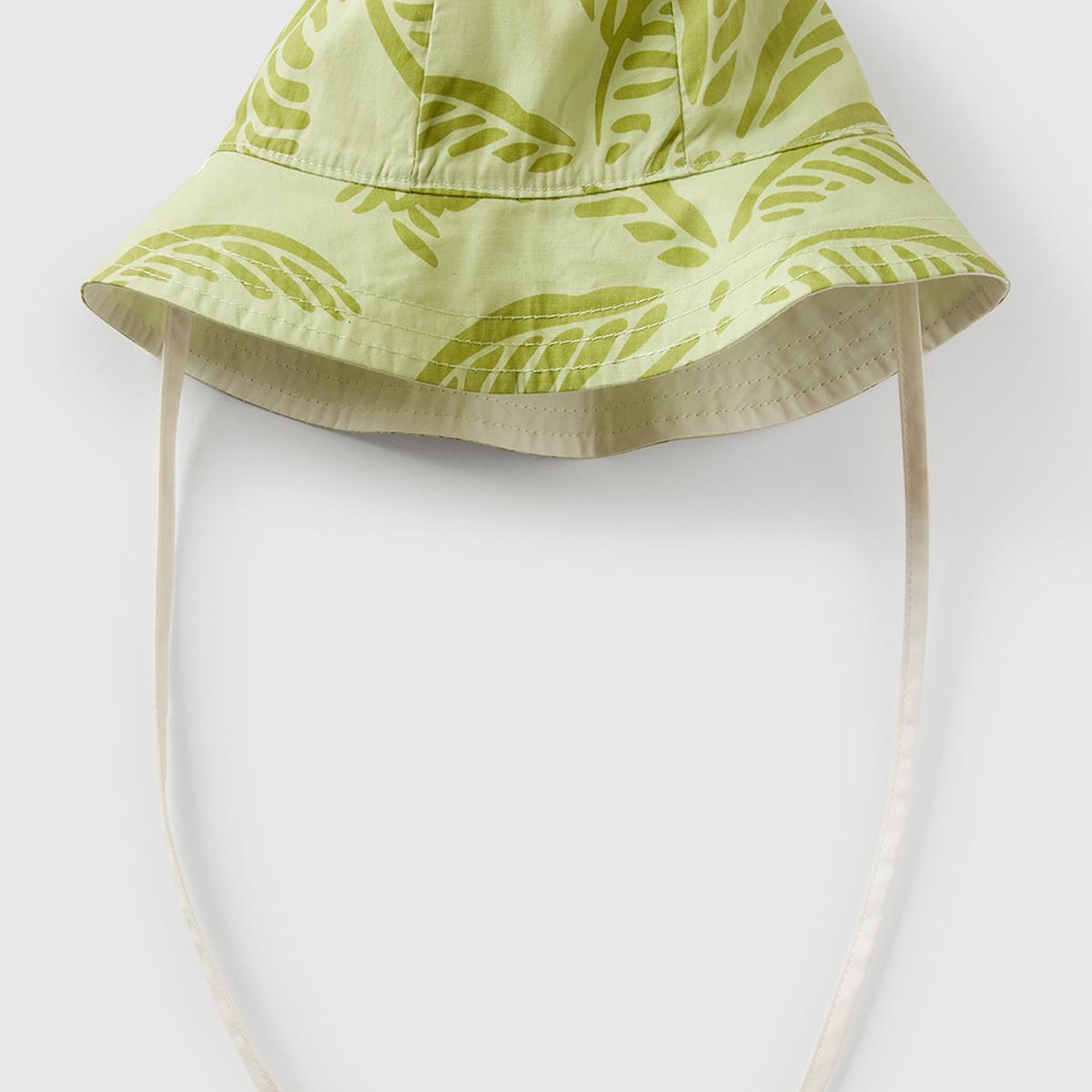 Bebek Su Yeşili Baskı Detaylı Çift Taraflı İpli Bucket Şapka