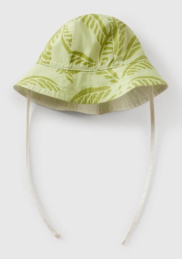  Bebek Su Yeşili Baskı Detaylı Çift Taraflı İpli Bucket Şapka